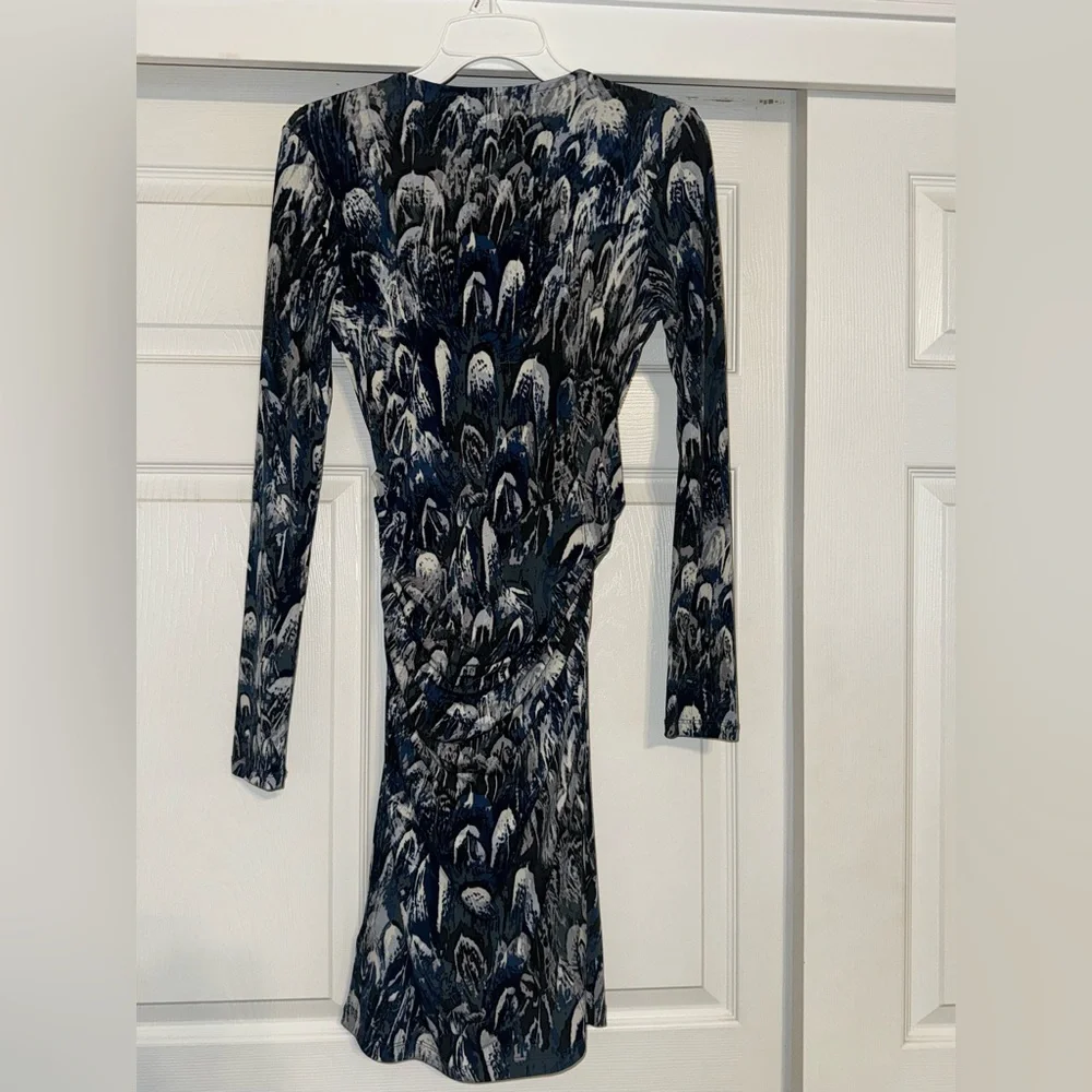 Jennifer Lopez Blue, Gray and Black Long Sleeve Dress - Picture 5 of 9